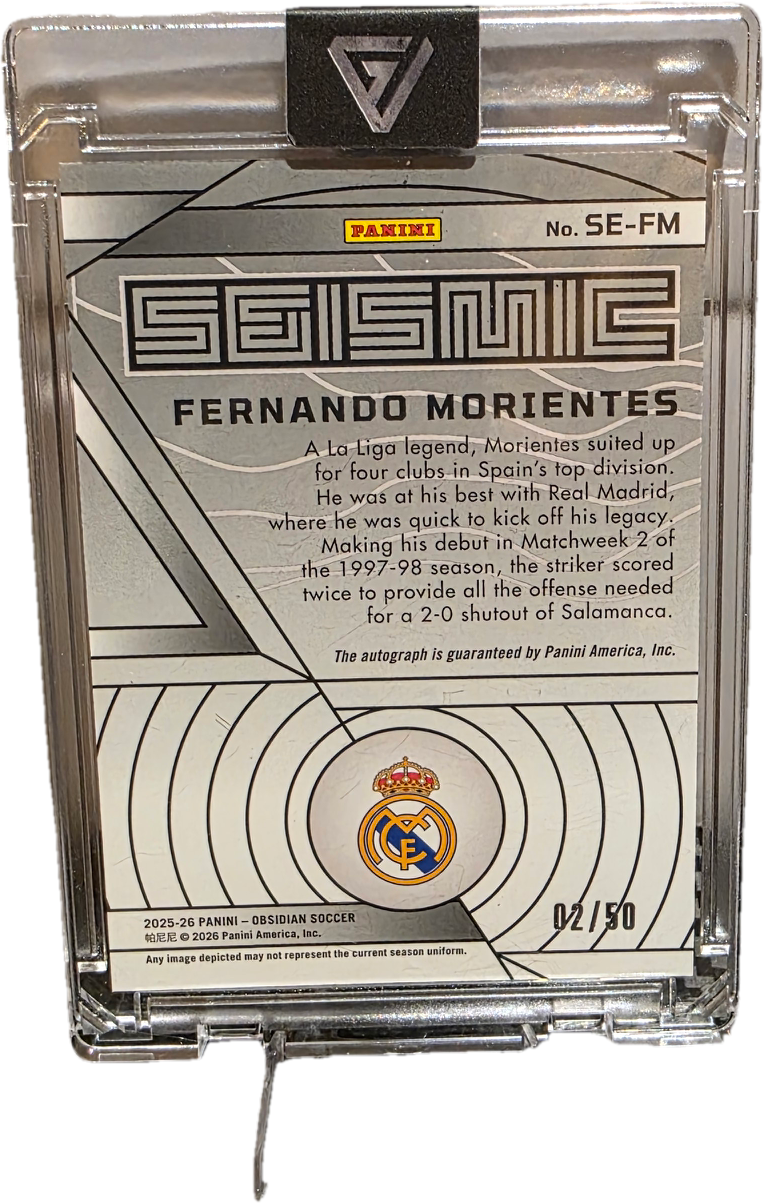 2025-26 Panini Obsidian Soccer Fernando Morientes Seismic Auto /50 Real Madrid